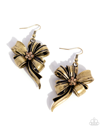 Gift Wrapped - brass - Paparazzi earrings
