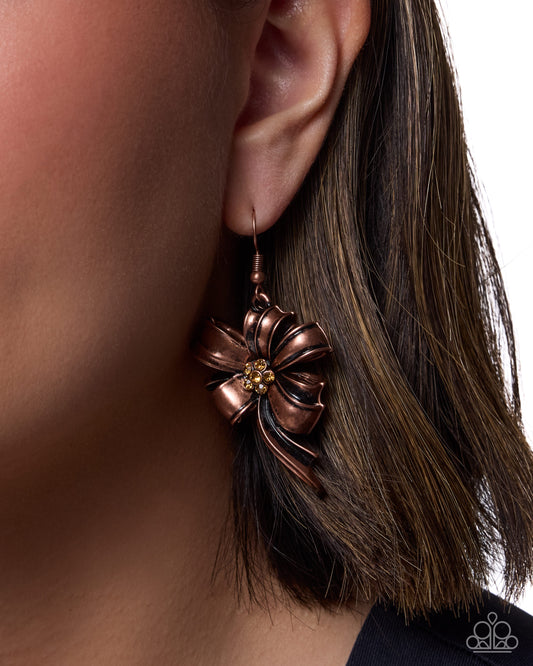 Gift Wrapped - copper - Paparazzi earrings
