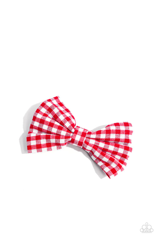 Gingham Grove - red - Paparazzi hair clip