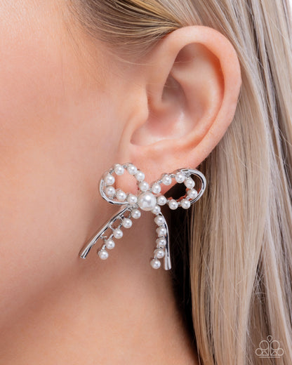 Girly Get Together - white - Paparazzi earrings