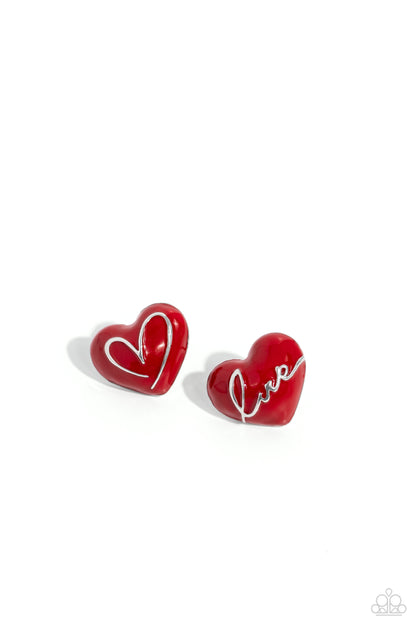 Glimmering Love - red - Paparazzi earrings