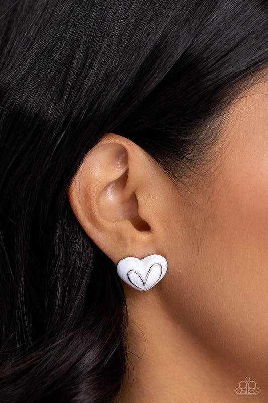 Glimmering Love - white - Paparazzi earrings