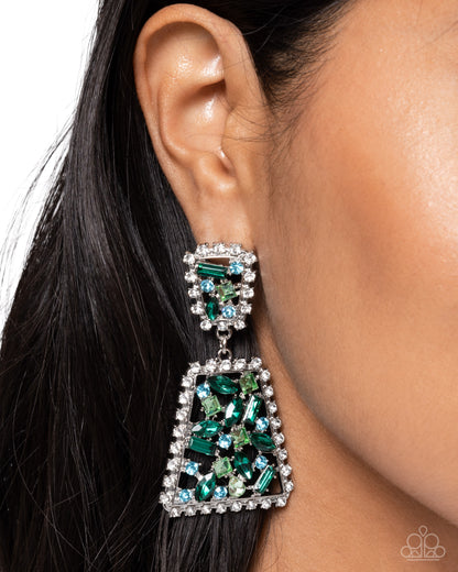 Glistening Gala - green - Paparazzi earrings