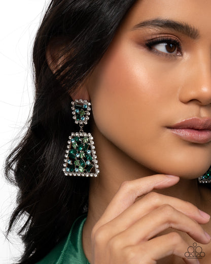 Glistening Gala - green - Paparazzi earrings