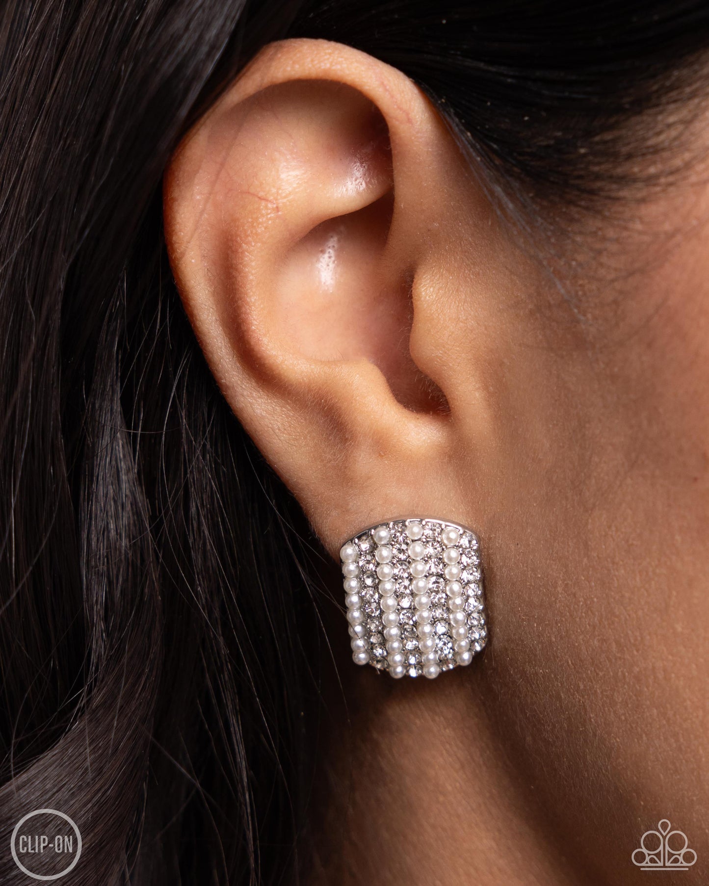 Glittering Generosity - white - Paparazzi CLIP ON earrings
