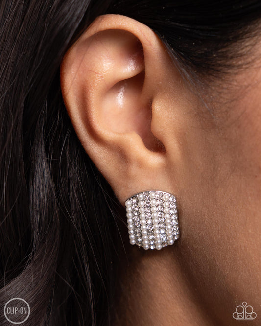 Glittering Generosity - white - Paparazzi CLIP ON earrings
