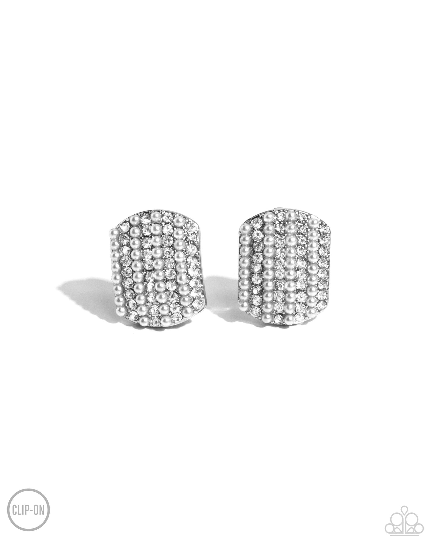 Glittering Generosity - white - Paparazzi CLIP ON earrings
