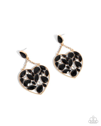 Glittery Gait - black - Paparazzi earrings