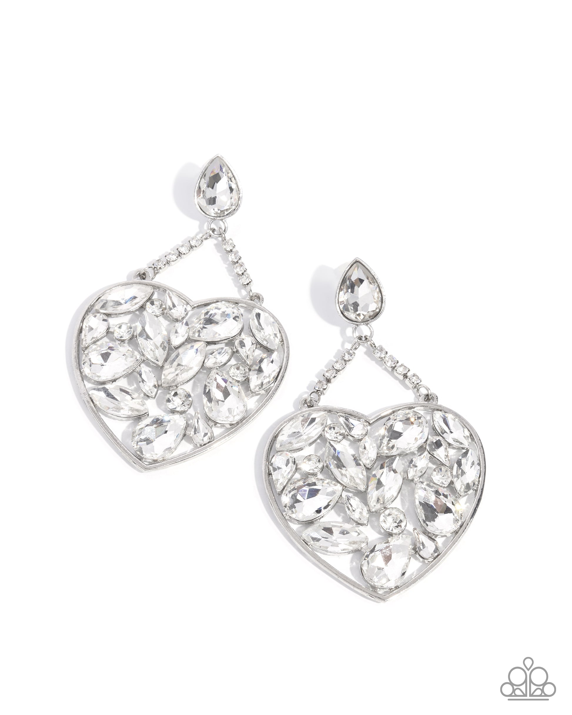 Glittery Gait - white - Paparazzi earrings