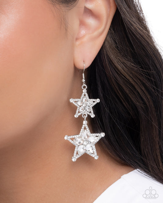 Glittery Galaxy - white - Paparazzi earrings
