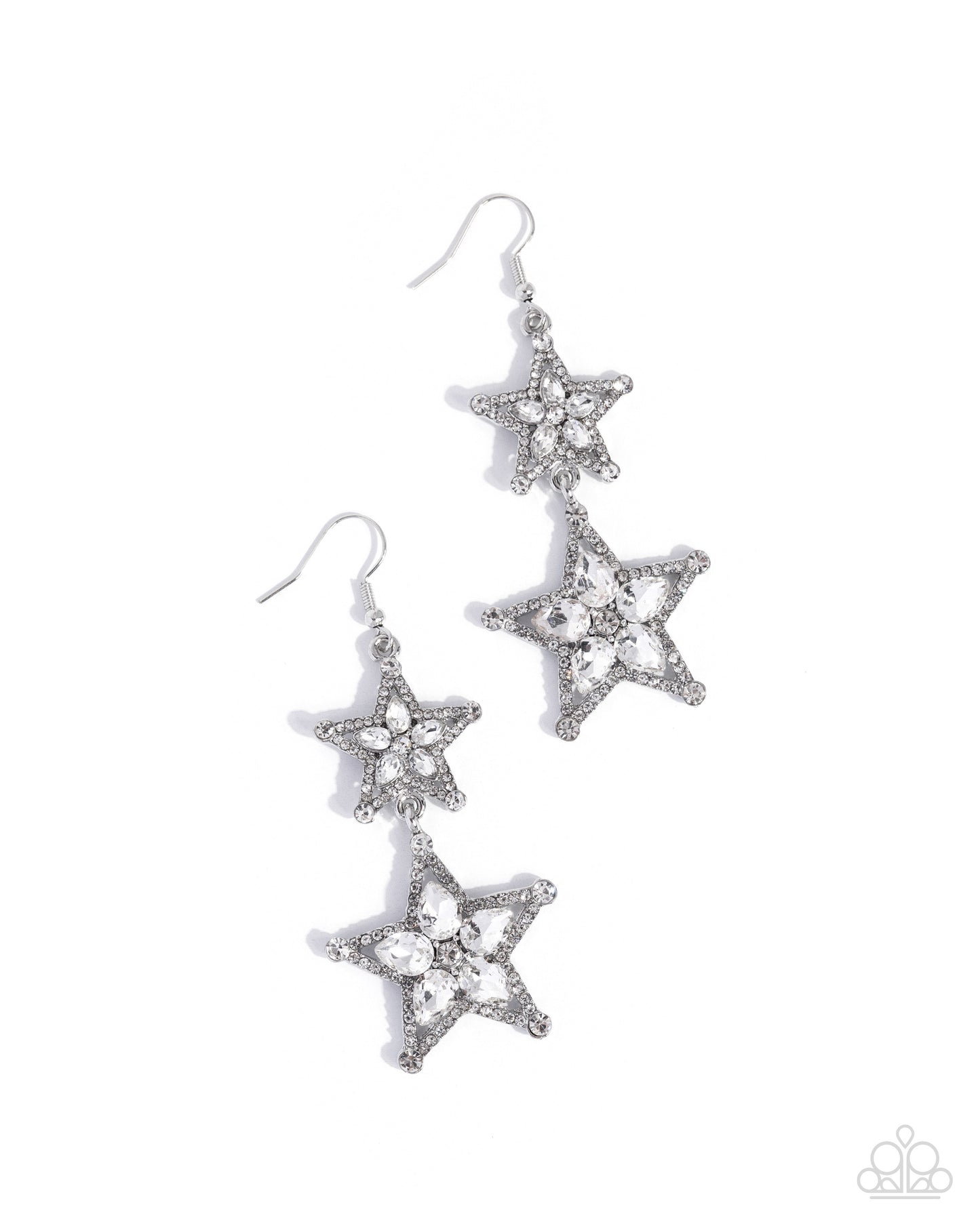 Glittery Galaxy - white - Paparazzi earrings