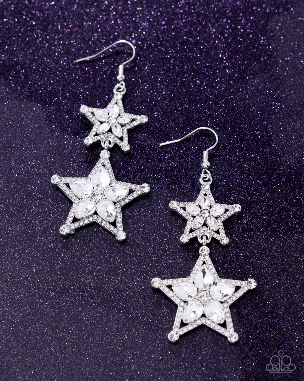 Glittery Galaxy - white - Paparazzi earrings