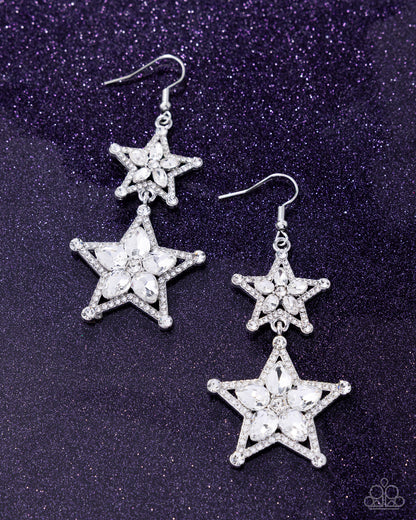 Glittery Galaxy - white - Paparazzi earrings