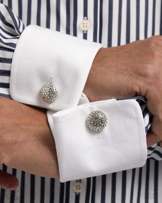 Glittery Gods - white - Paparazzi MENS cufflinks