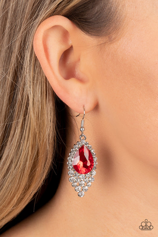 Glorious Glimmer - red - Paparazzi earrings