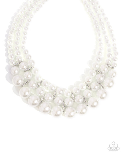 Glossy Gala - white - Paparazzi necklace