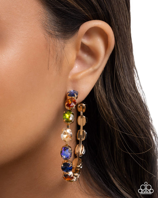 Grand Finale Glitz - multi (gold) - Paparazzi earrings