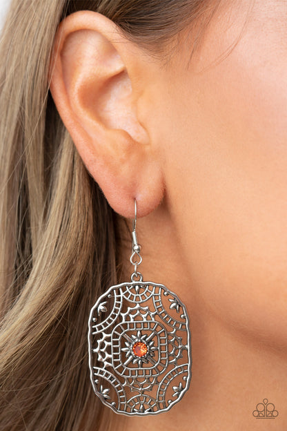 Greco-Roman Romance - orange - Paparazzi earrings