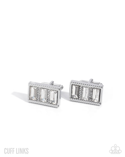 Groundbreaking Gallery - white - Paparazzi MENS cufflinks