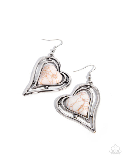 Grounded Gift - white - Paparazzi earrings