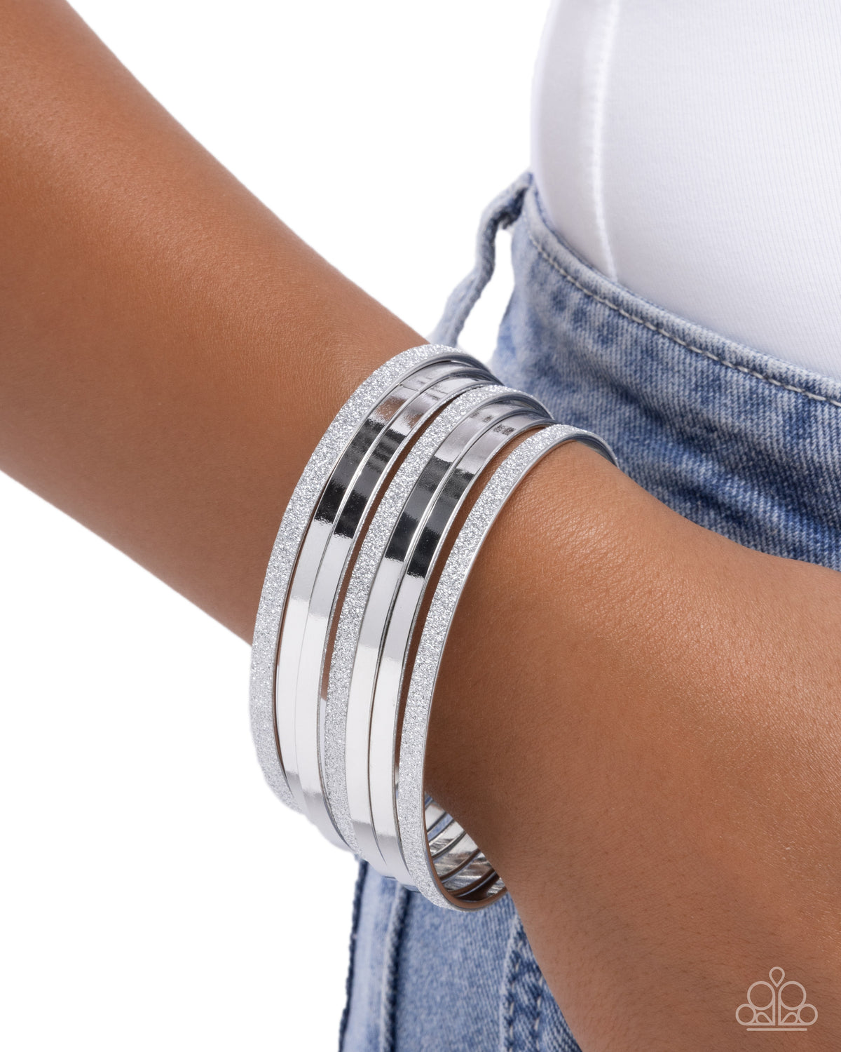Grungy Glitter - silver - Paparazzi bracelet – JewelryBlingThing