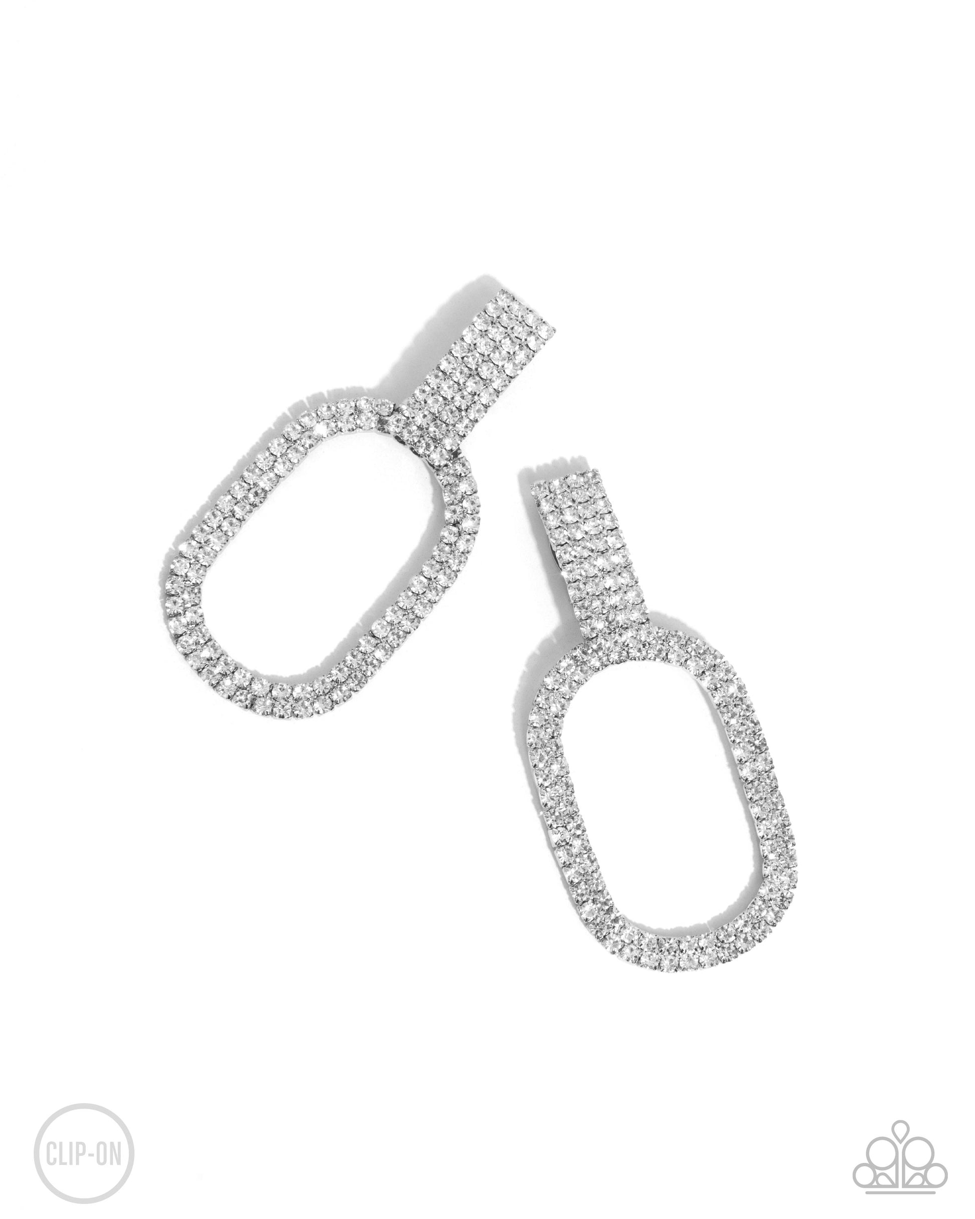 Guarded Glitz - white - Paparazzi CLIP ON earrings