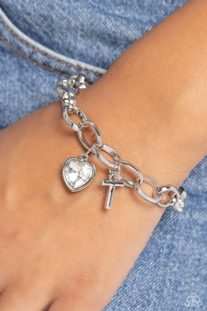 Guess Now Its INITIAL - white - T - Paparazzi bracelet