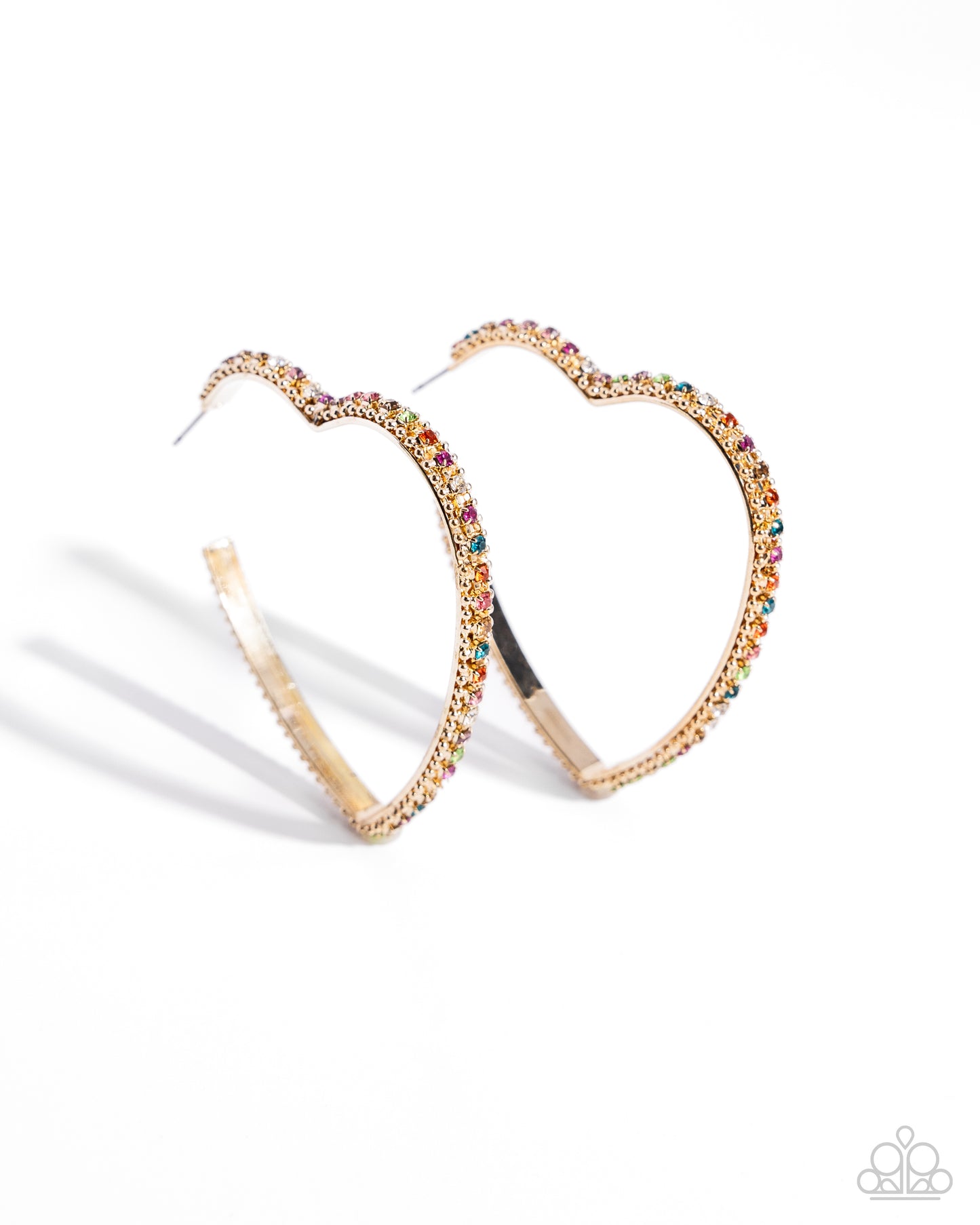 Halftime Hearts - multi (gold) - Paparazzi earrings