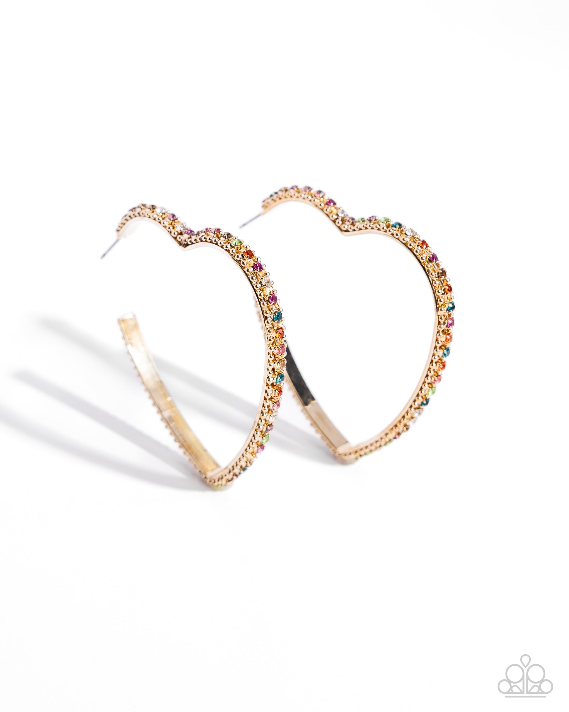 Halftime Hearts - multi (gold) - Paparazzi earrings