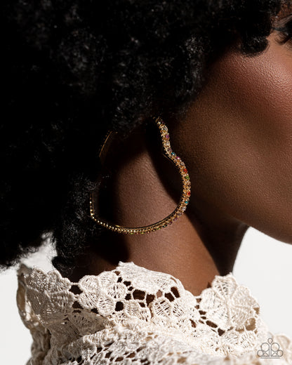 Halftime Hearts - multi (gold) - Paparazzi earrings