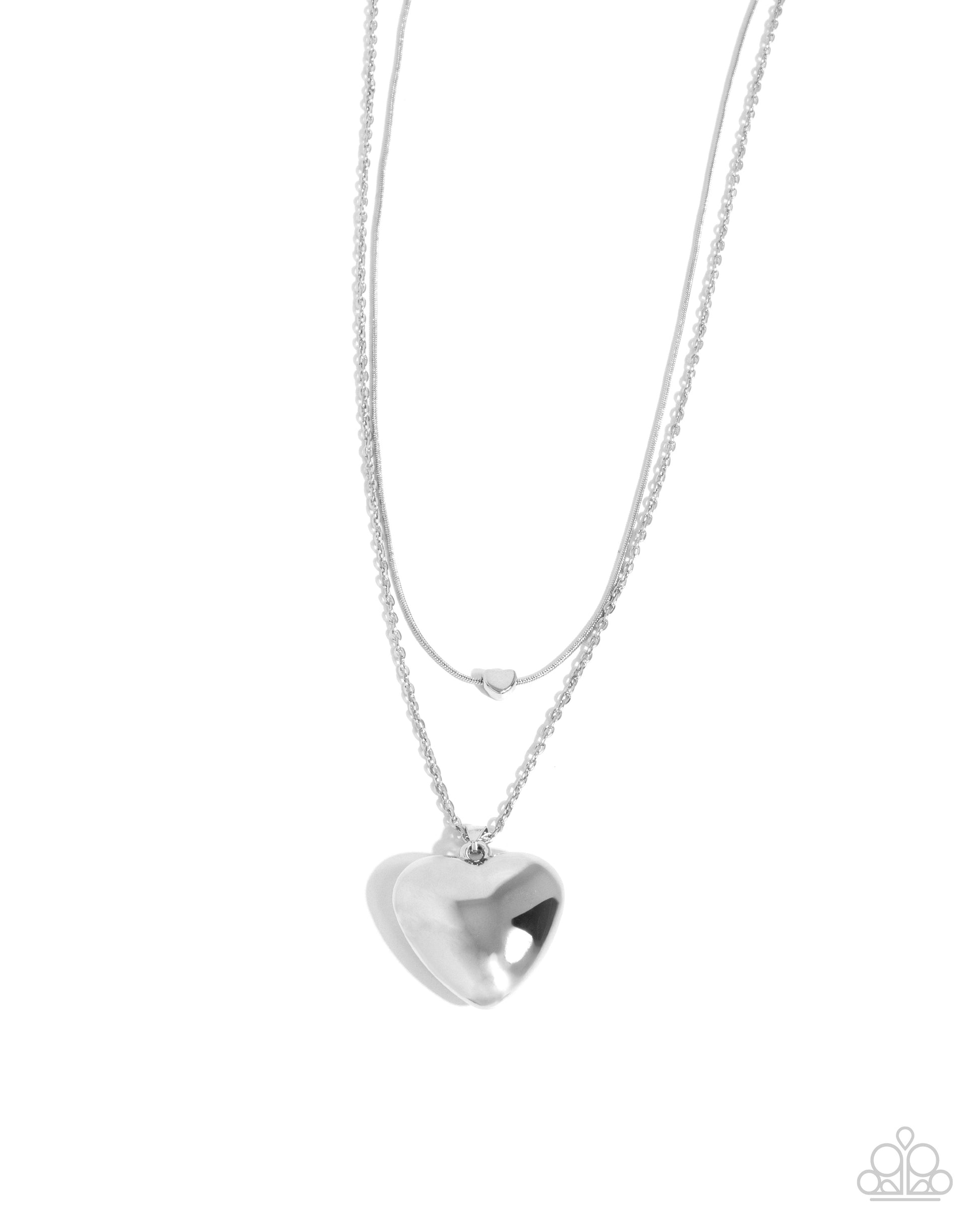 Halting Hearts - silver - Paparazzi necklace