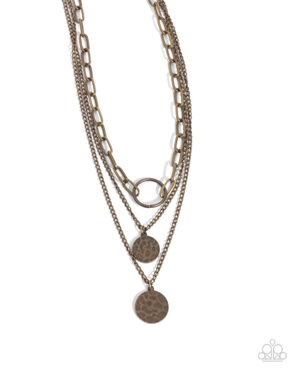 Hammered Halo - brass - Paparazzi necklace