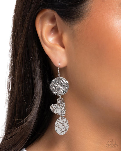 Hammered Haze - silver - Paparazzi earrings