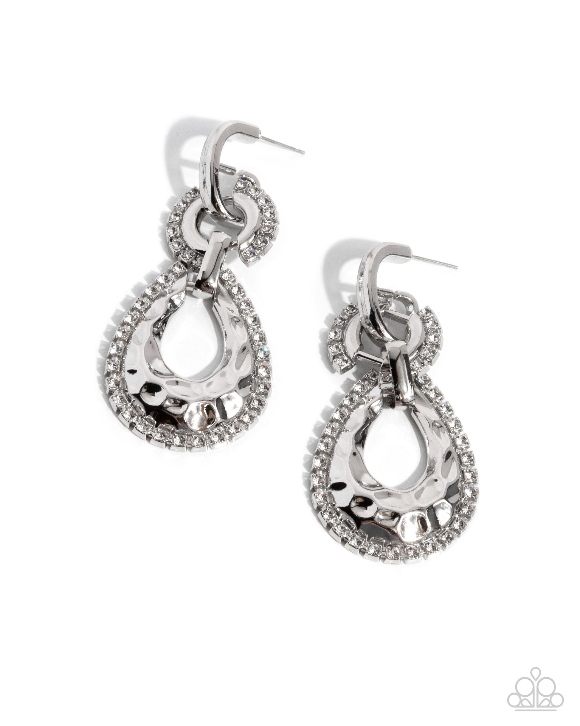 Hammered Highway - white - Paparazzi earrings