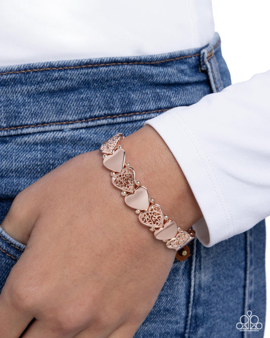 Handcrafted Heartthrob - rose gold - Paparazzi bracelet