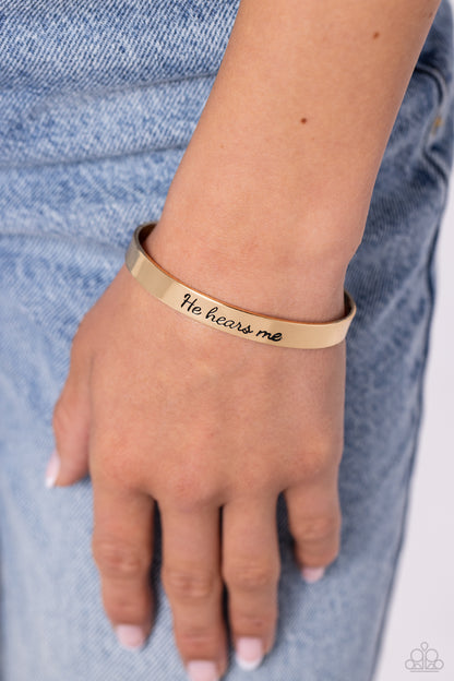 He Hears - gold - Paparazzi bracelet