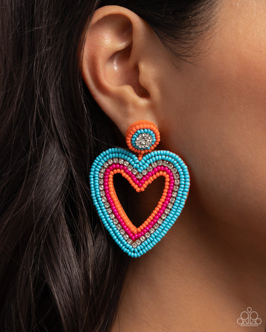 Headfirst Heart - orange - Paparazzi earrings