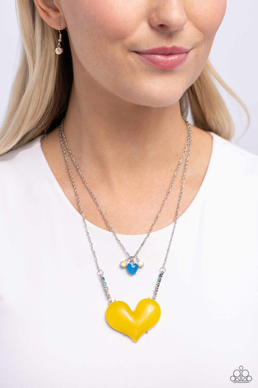 Heart-Racing Recognition - yellow - Paparazzi necklace