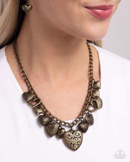 Heart Hangout - brass - Paparazzi necklace