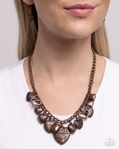 Heart Hangout - copper - Paparazzi necklace