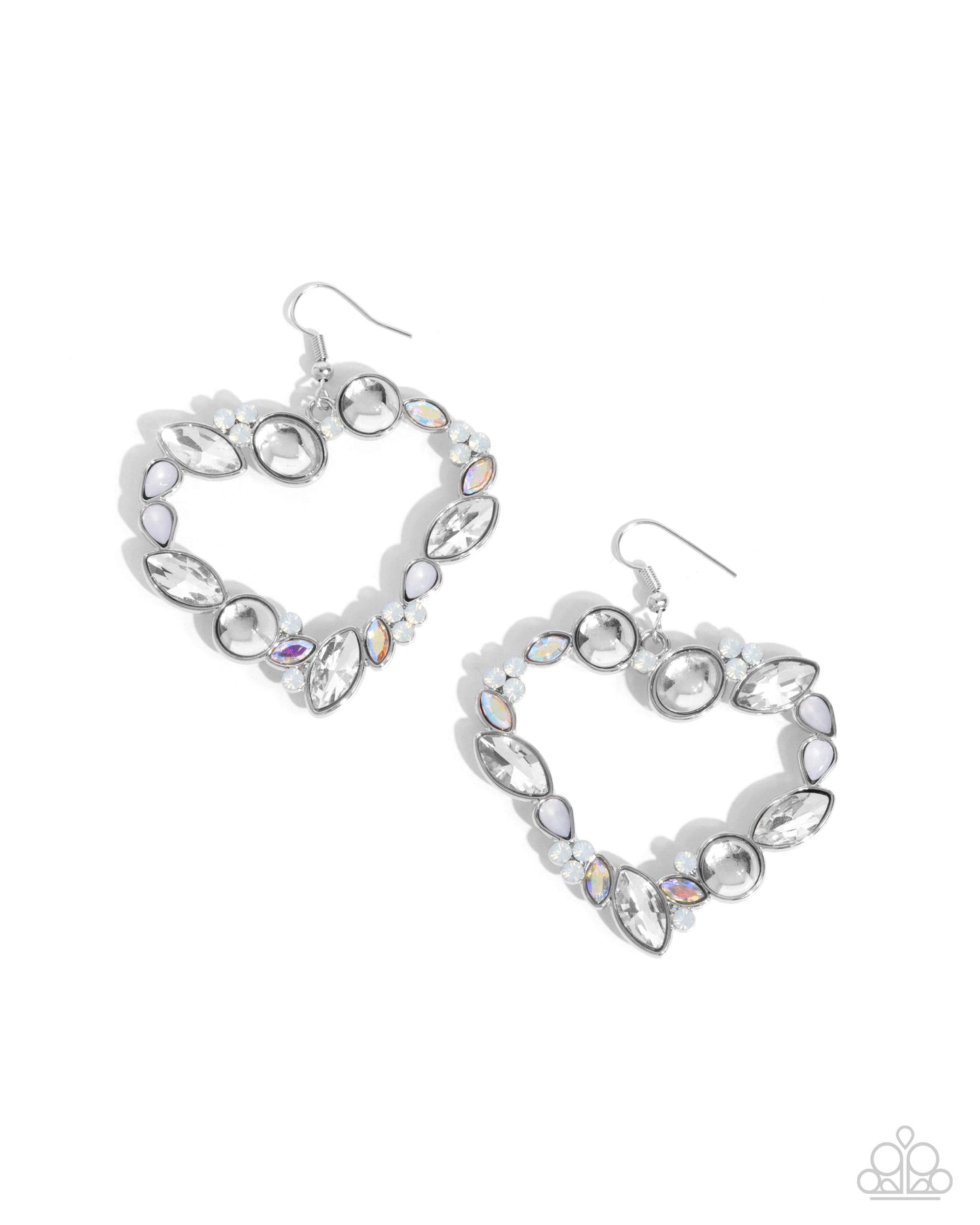 Heart Hierarchy - white - Paparazzi earrings