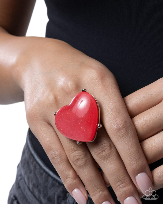 Heartfelt Hallmark - red - Paparazzi ring