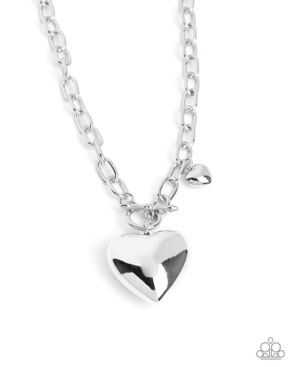 Heartfelt Hangout - silver - Paparazzi necklace
