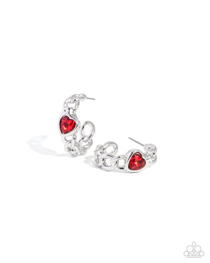 Heartfelt Helm - red - Paparazzi earrings