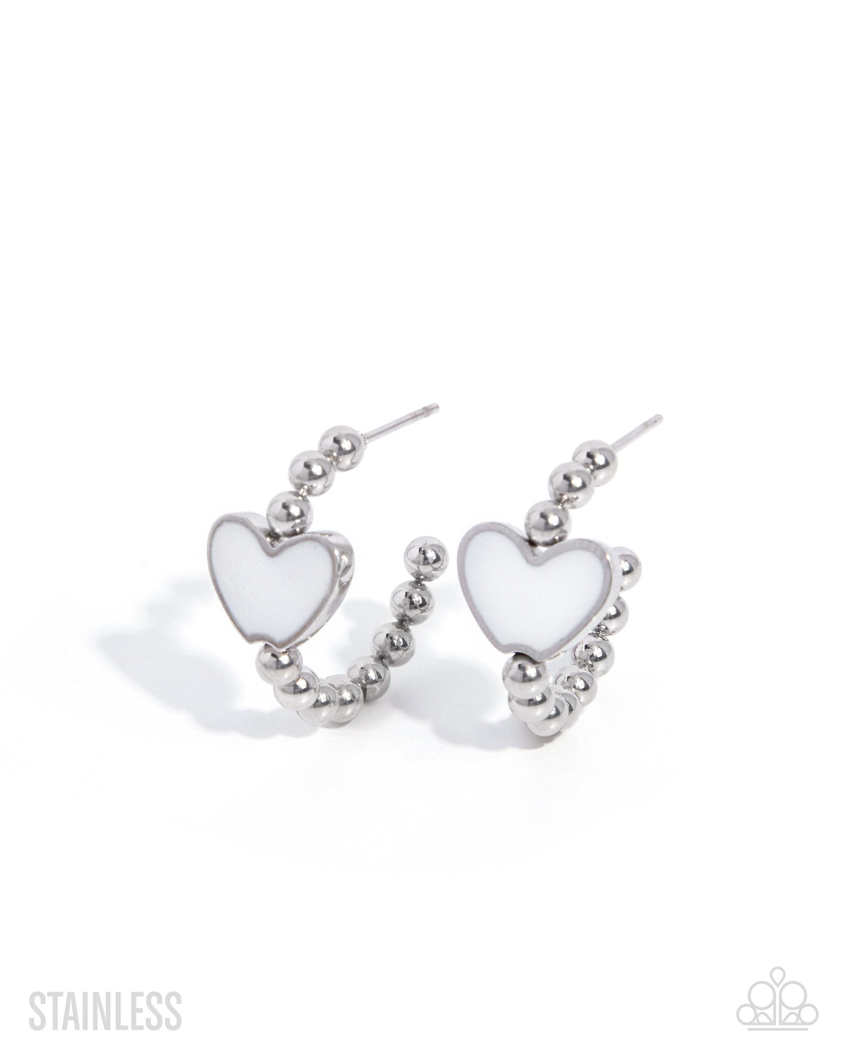Heartfelt Hierarchy - white - Paparazzi earrings