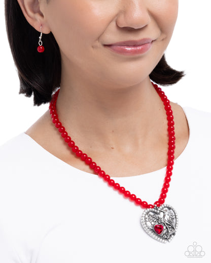 Heartfelt Hummingbird - red - Paparazzi necklace