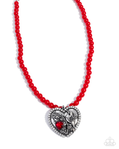 Heartfelt Hummingbird - red - Paparazzi necklace
