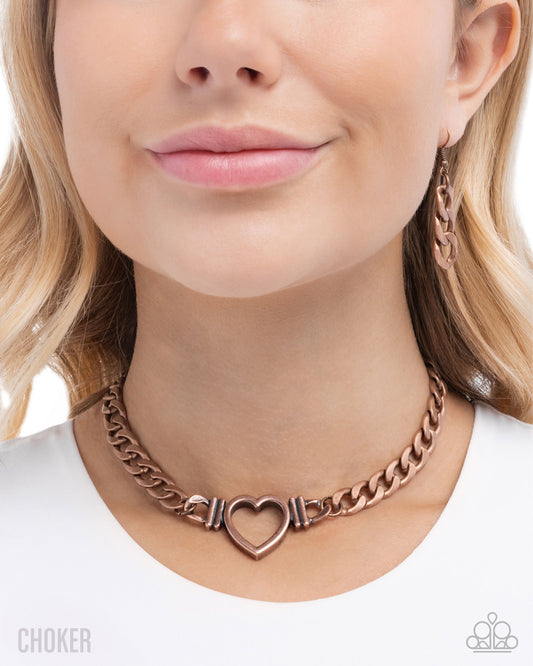 Heartfelt Hunch - copper - Paparazzi necklace