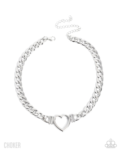 Heartfelt Hunch - silver - Paparazzi necklace