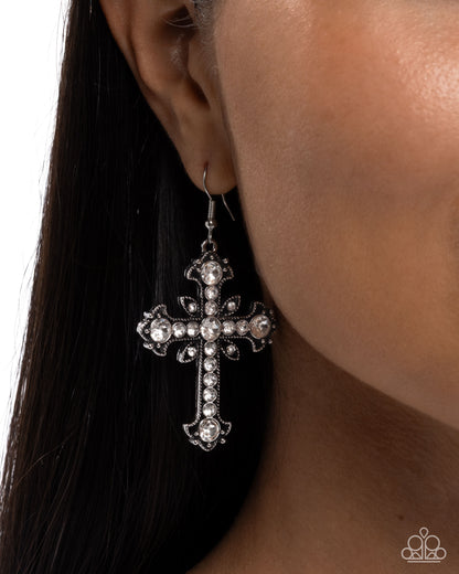 Heavenly Hosts - white - Paparazzi earrings